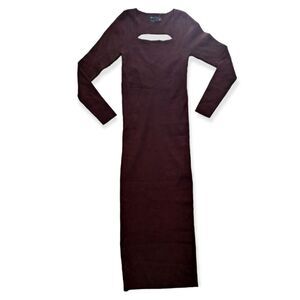 ASOS Design Knitted Midi Bodycon Dress with Open Back Brown 8